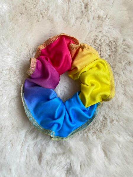 Chouchou multicolore jaune rose bleu