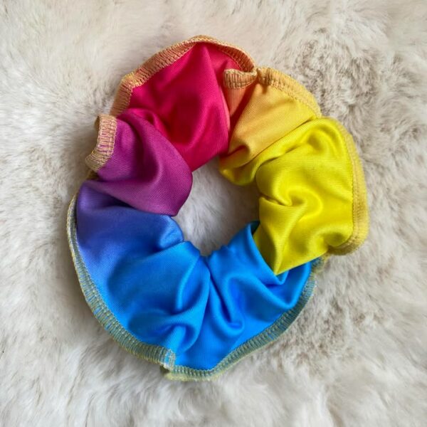 Chouchou multicolore jaune rose bleu
