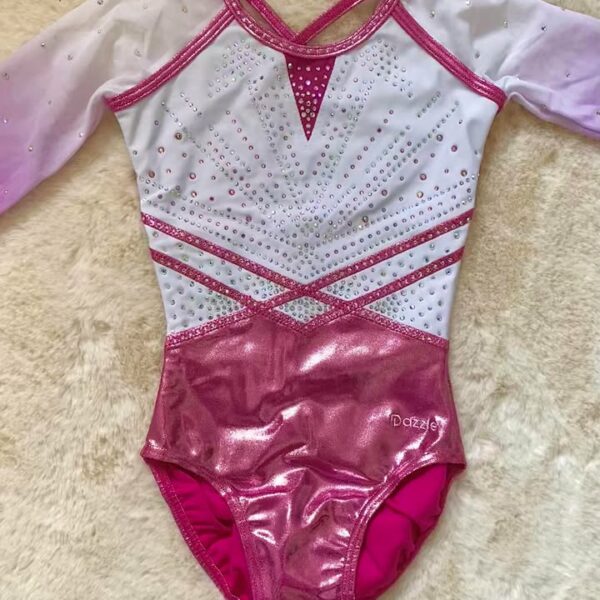 Justaucorps Dazzle rose et blanc