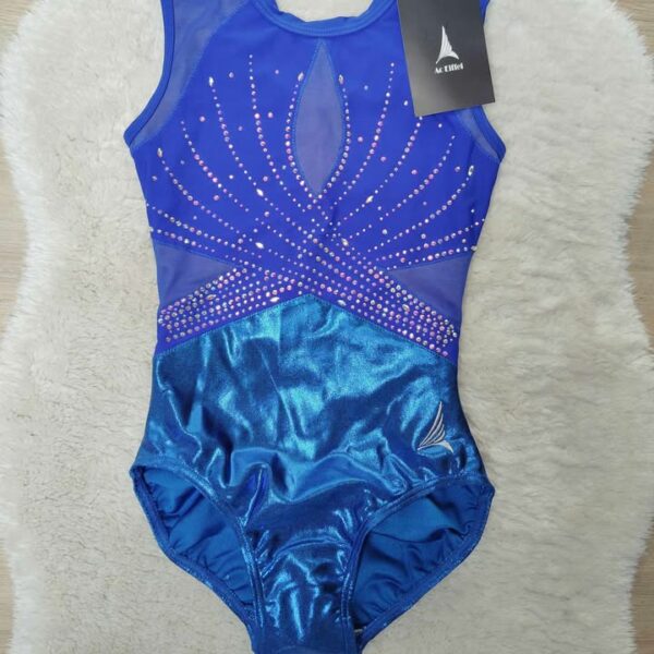 Justaucorps gym sans manches entrainement et compétition Ac Eiffel dos croisé