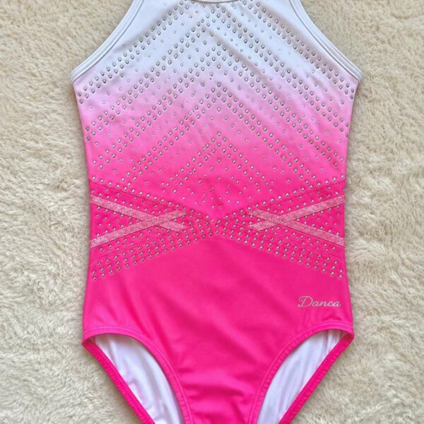 Justaucorps de gymnastique Darcy Rose & Blanc