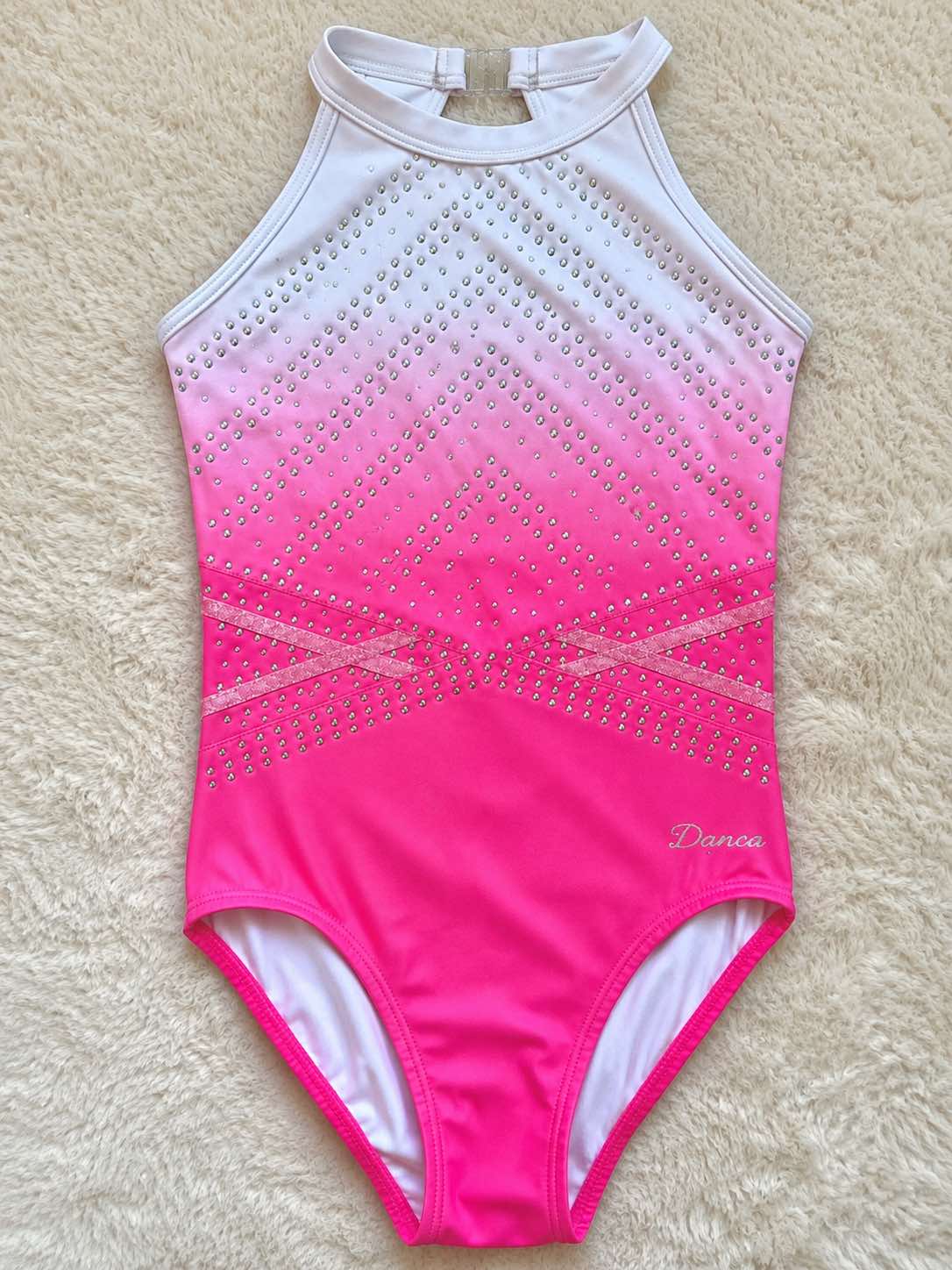 Justaucorps de gymnastique Darcy Rose & Blanc