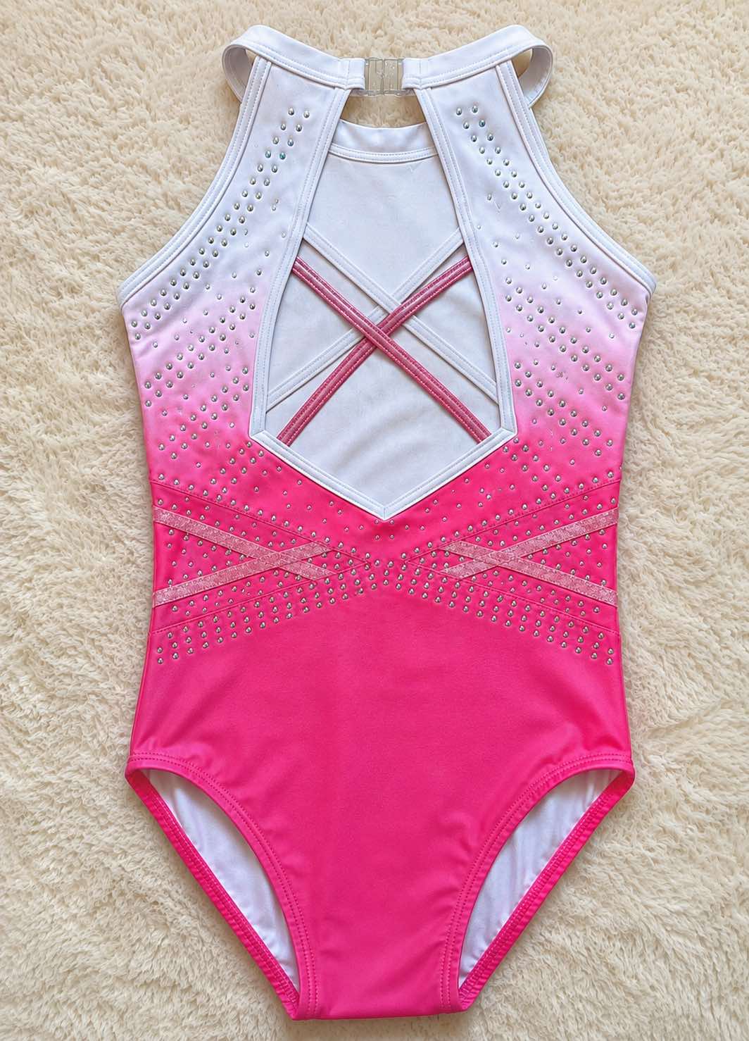 Justaucorps de gymnastique Darcy Rose & Blanc – Image 2