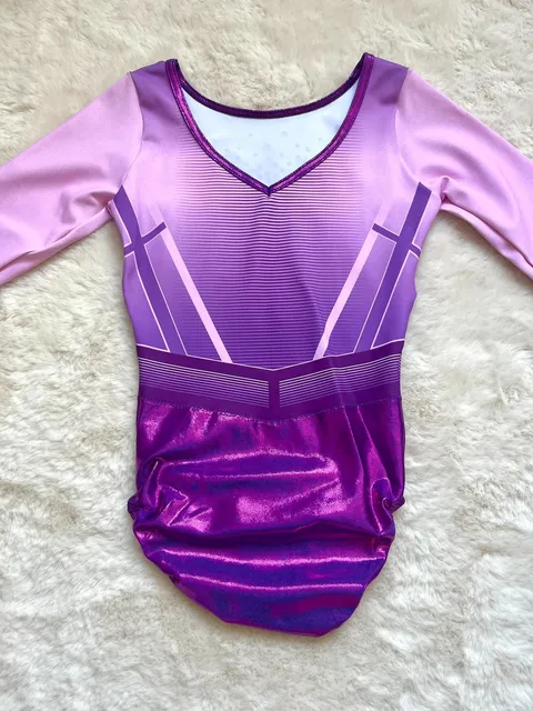 Justaucorps Moreau Sport manches longues rose et violet – Image 2